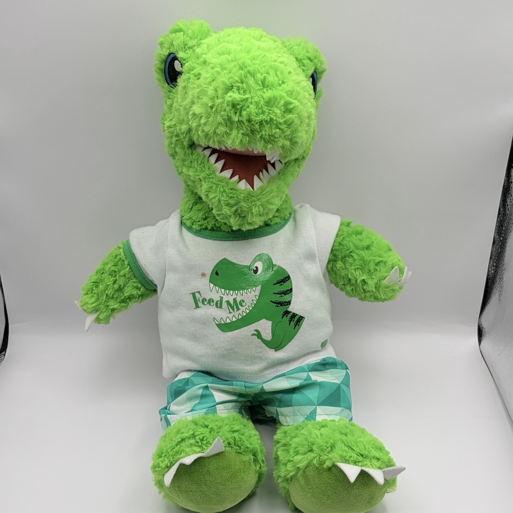 Build A Bear Dino-Mite T-Rex 17" Green Dinosaur Soft Plush Stuffed Dino Outfit